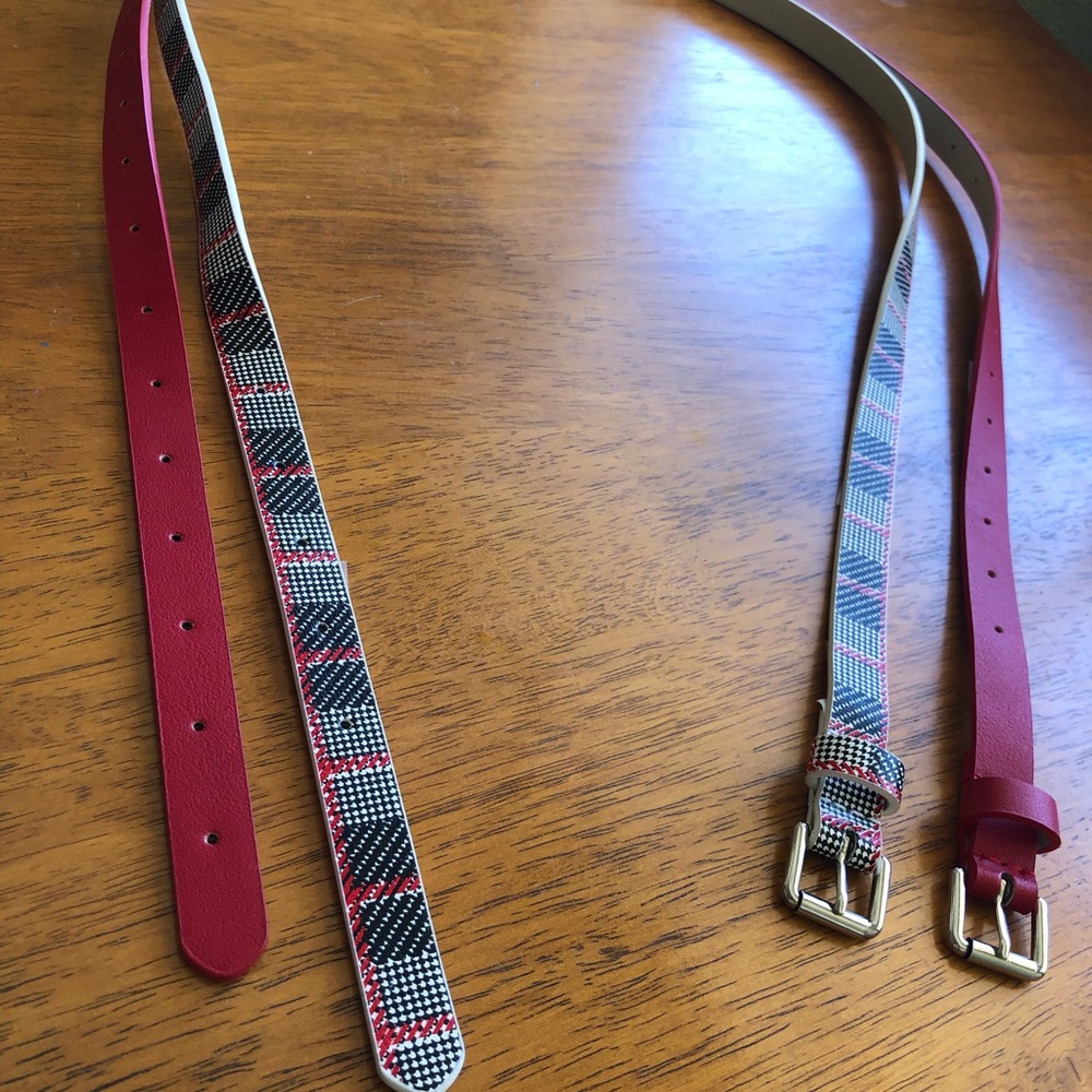 Red Belt and Red/Black Patterned Belt